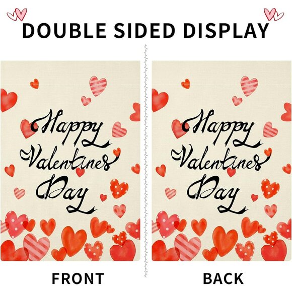Valentines Day Garden Flag 12x18" Outside Double Sided Love Heart holiday - Picture 5 of 7